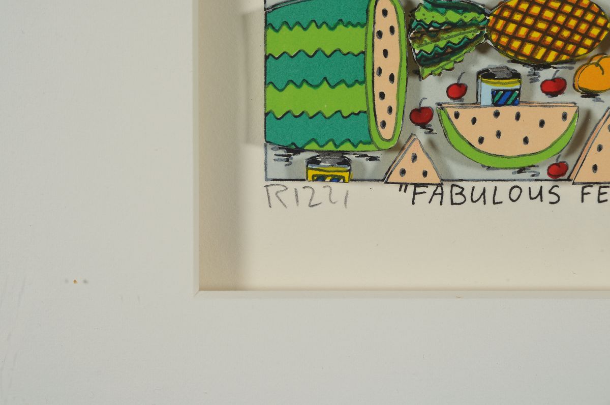 Detail a: James Rizzi, 1950-2011, "Fabulous Feast", 3D-Konstruktion, handsign., num. A/P, dat. 1995, unter Glas gerahmt, Motiv ca. 14x12 cm, gesamt ...