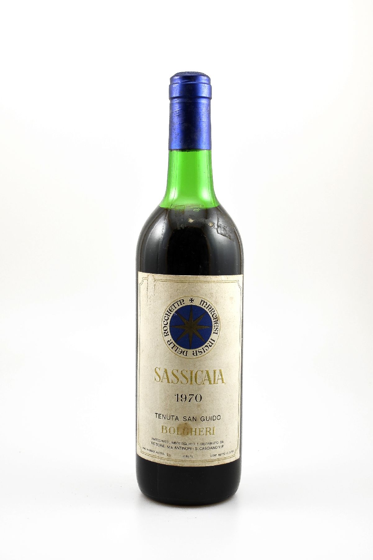 1 Flasche 1970 Tenuta San Guido Sassicaia, Bolgheri, Toscana, Füllstand: ca. upper mid shoulder, Etikett l. beschmutzt, unverkostet, Provenienz: Aus ...