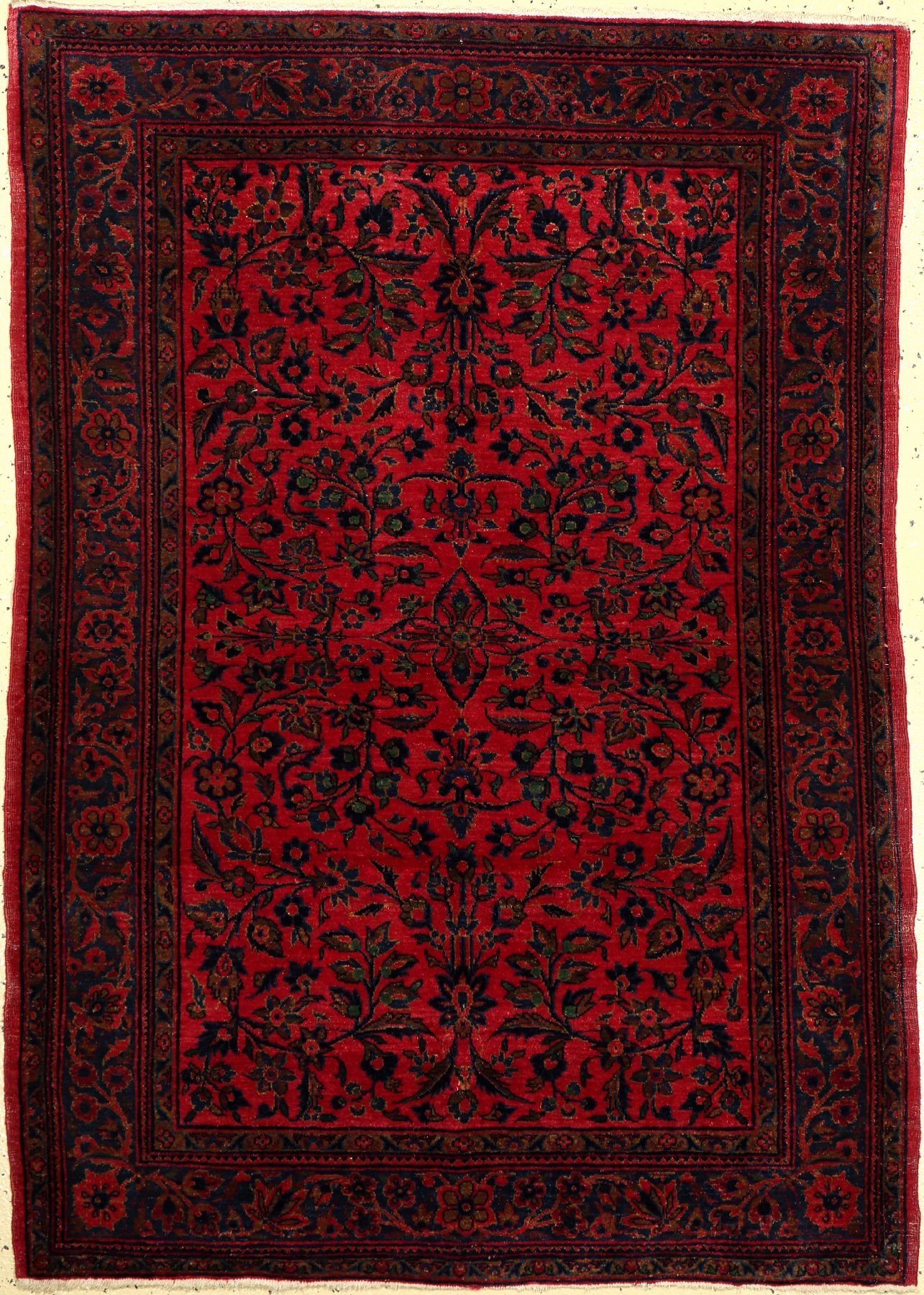 Feiner Keschan antik, (US Re-Import), Persien, Ende 19.Jhd., Korkwolle, ca. 150 x 109 cm, qualitätvolle Naturfarben, EHZ: 2-3, feine Knüpfung