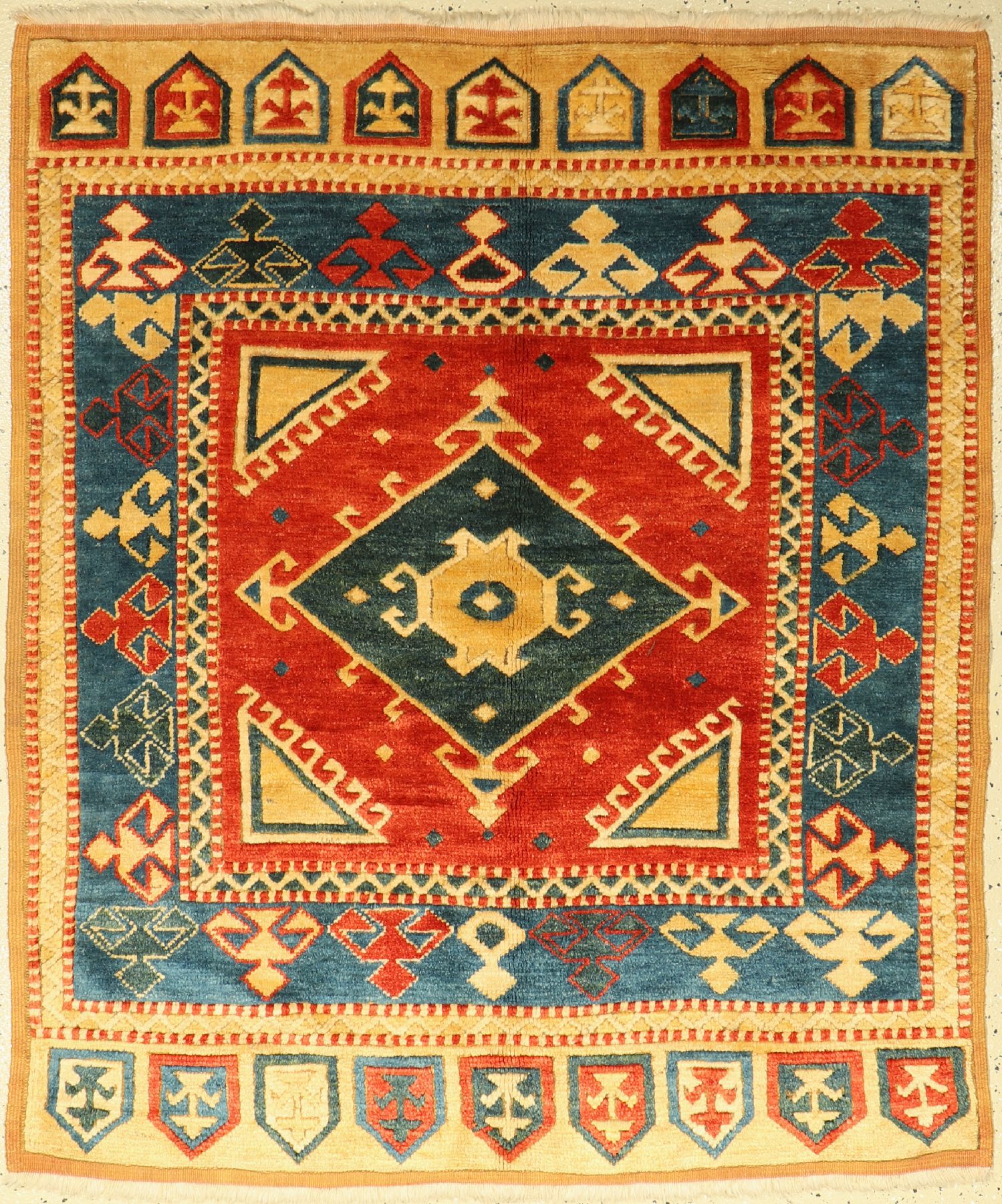 Konya (Re-Produktion), Türkei, ca. 30 Jahre, Wolle auf Wolle, ca. 150 x 129 cm, Naturfarben, EHZ: 2-3