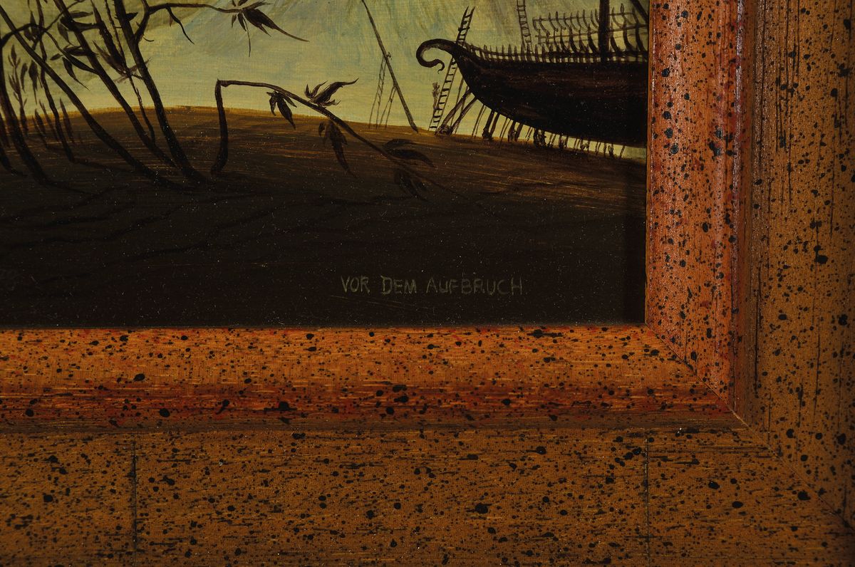 Detail a: Werner Holz, 1948 Grünstadt-1991 Ludwigshafen,Studium in Mainz, München und Mannheim, Vertreter des Phantastischen Realismus, hier: Vor dem ...