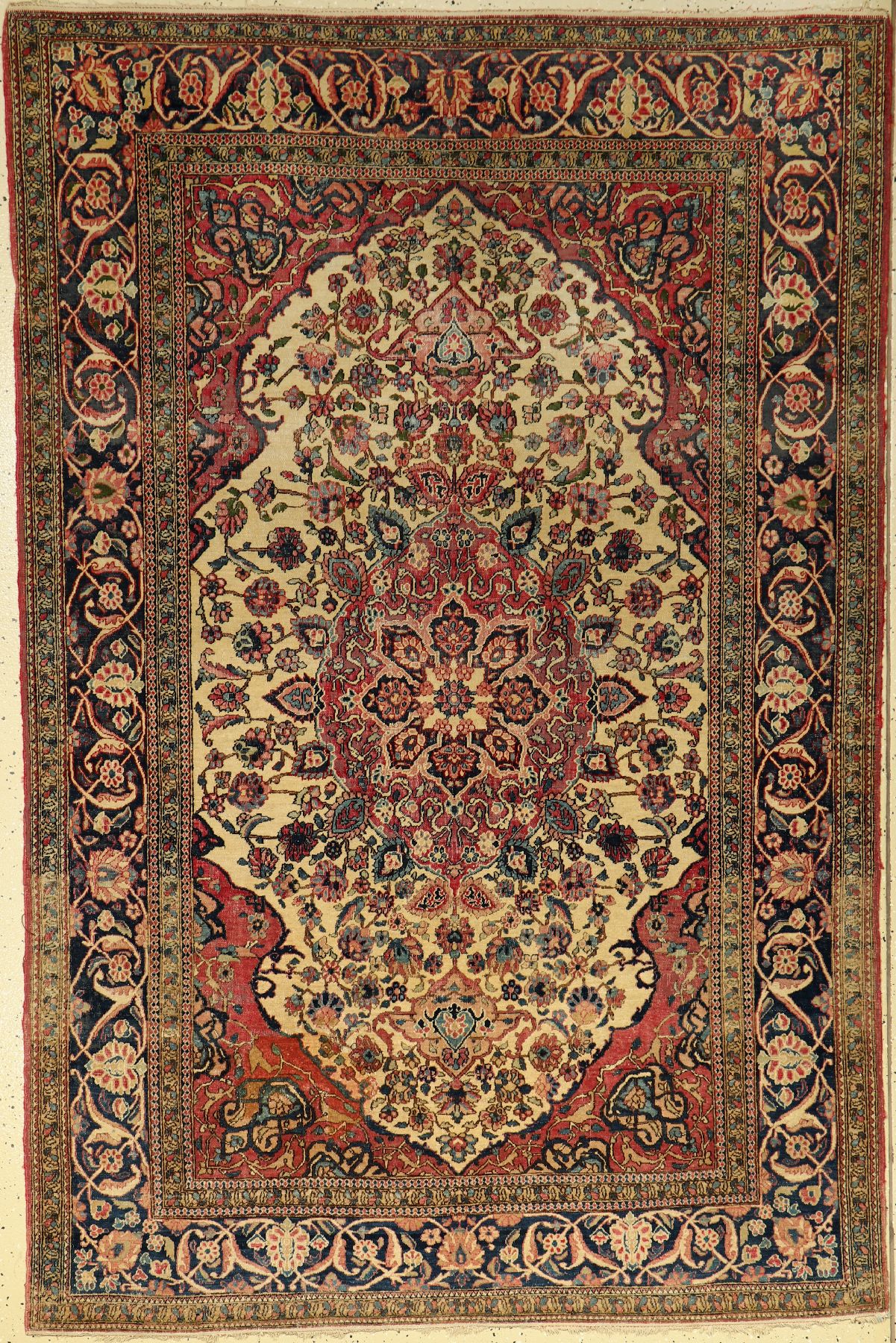 Esfahan antik, Persien, um 1890, Korkwolle,ca. 214 x 142 cm, EHZ: 4