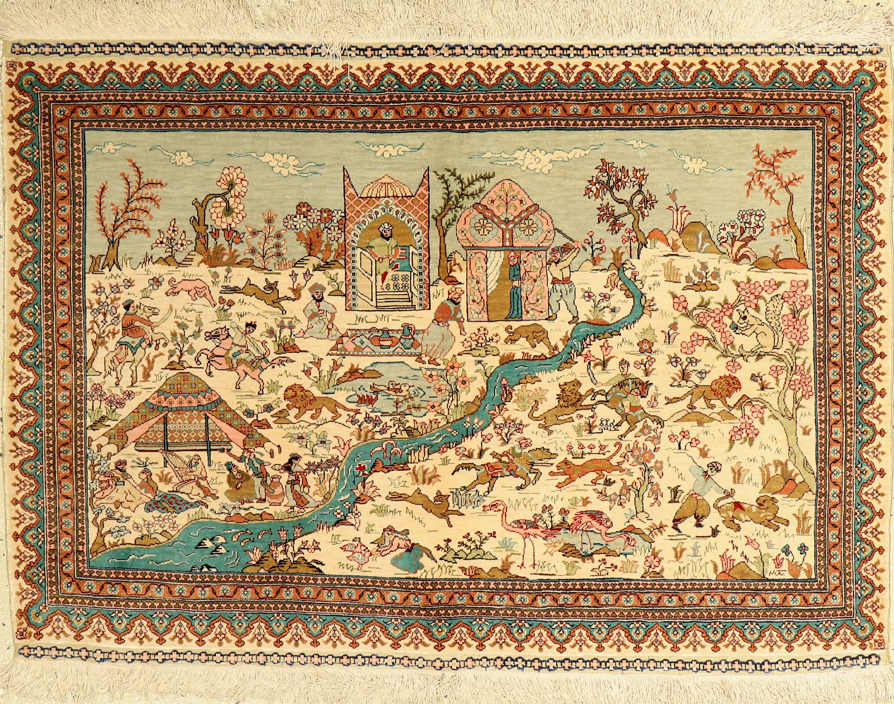 Seiden Kaisery, Türkei, ca. 40 Jahre, reineNaturseide, ca. 123 x 87 cm, EHZ: 2