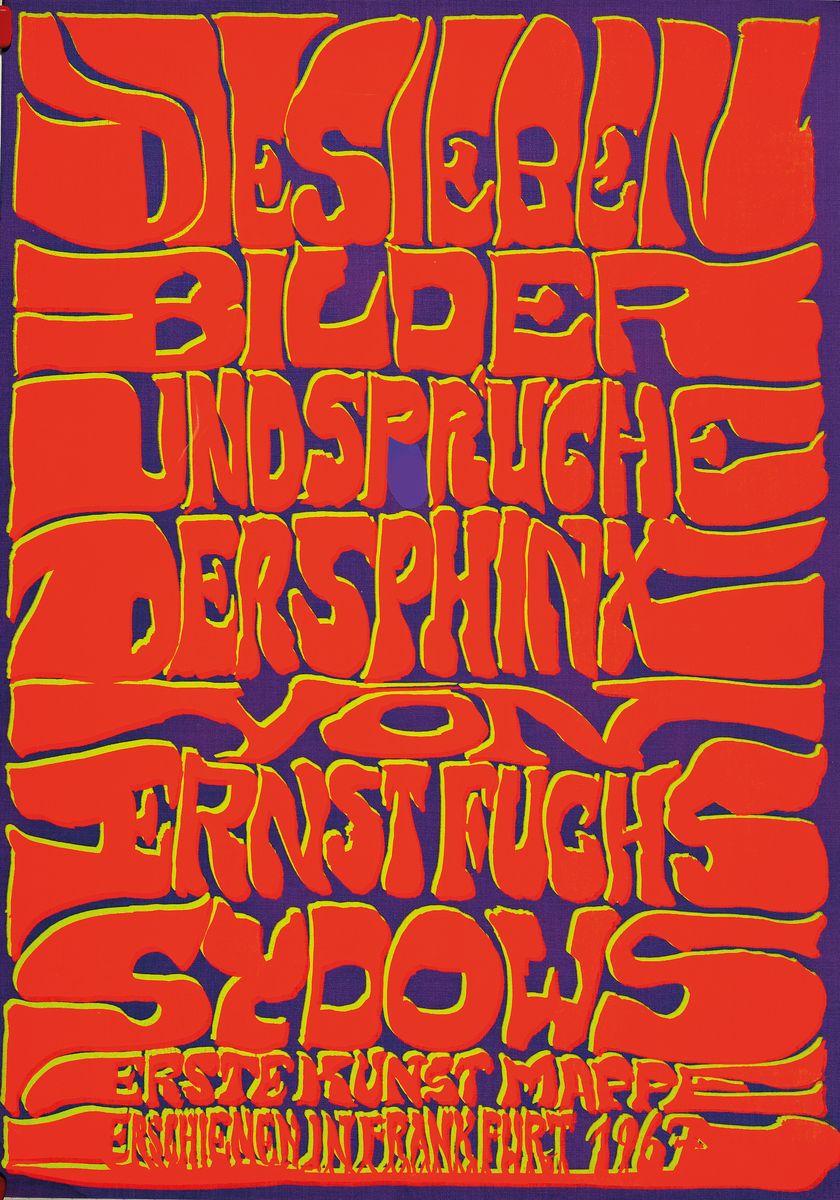 Ernst Fuchs, 1930 Wien-2015, Die sieben Bilder und Sprüche der Sphinx, Mappe mit 7 Farbradierungen von 1967, Ed. Galerie Sydows Frankfurt, ...