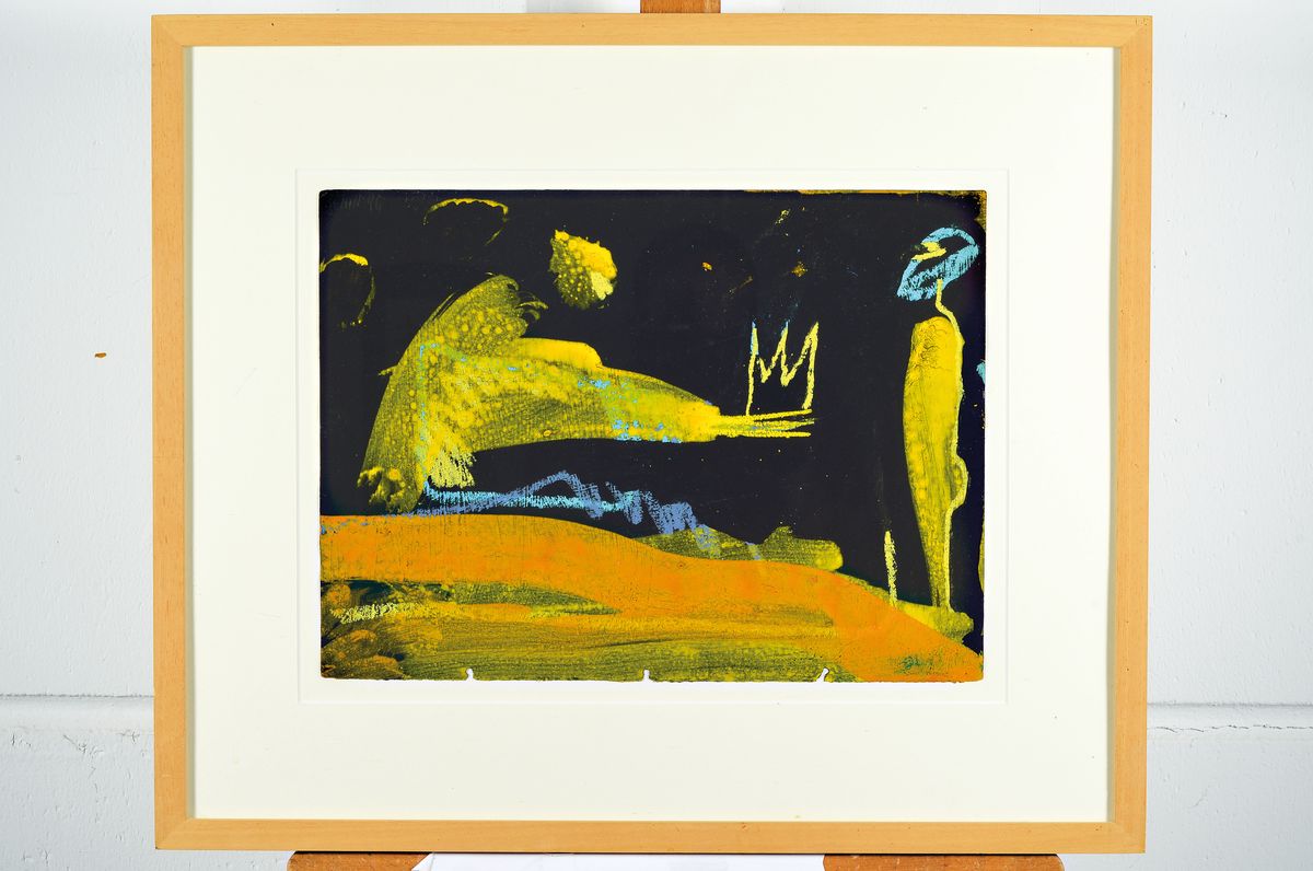 Detail k: Albrecht Genin, 1945 Oldenburg - Berlin 1913, Mischtechnik, ohne Titel, re. u. monogrammiert , ca. 31x 42 cm, ägyptisierende Darstellung, Rahmen ca. ...