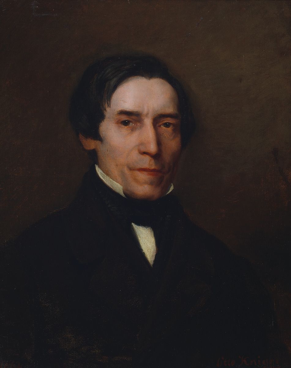 Albert Otto Knigge, 1835-1883, zwei Portraits eines Ehepaares, Öl/Platte, rechts unten signiert, rückseitig betitelt Apotheker in Tegenhof, jeweils ...