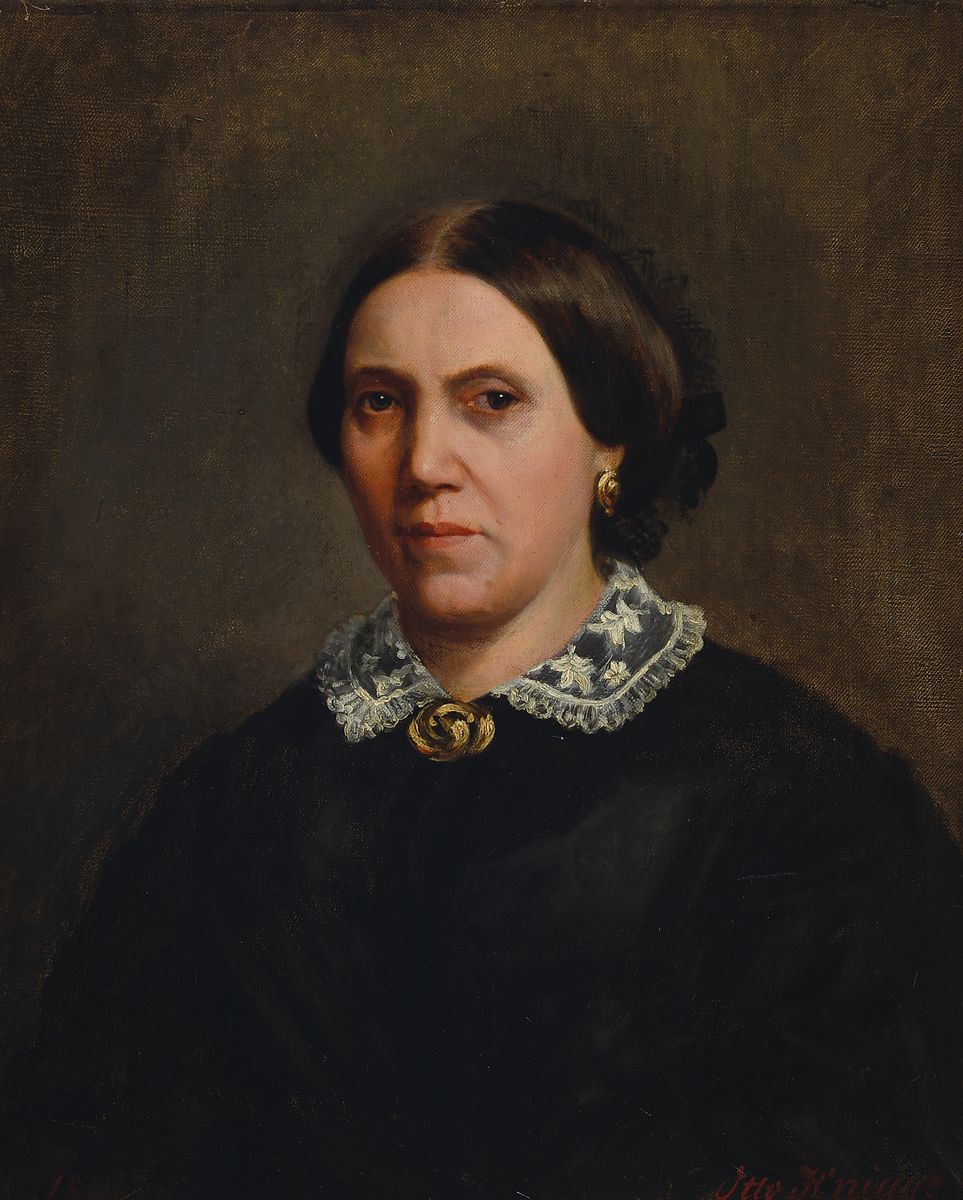 Detail a: Albert Otto Knigge, 1835-1883, zwei Portraits eines Ehepaares, Öl/Platte, rechts unten signiert, rückseitig betitelt Apotheker in Tegenhof, jeweils ...