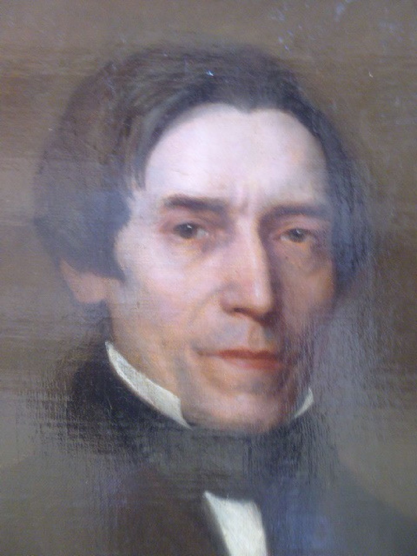 Detail b: Albert Otto Knigge, 1835-1883, zwei Portraits eines Ehepaares, Öl/Platte, rechts unten signiert, rückseitig betitelt Apotheker in Tegenhof, jeweils ...