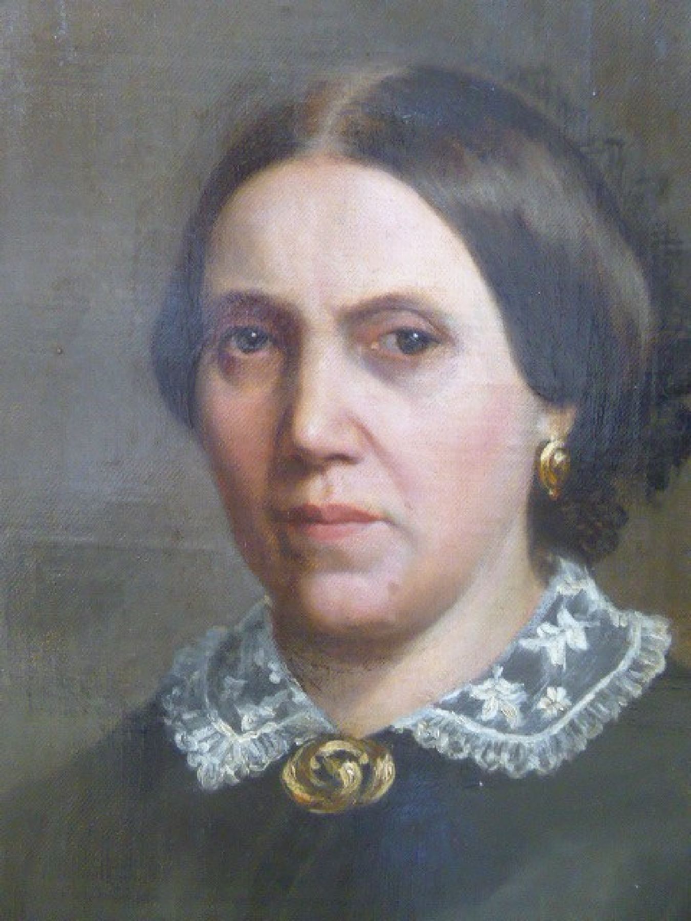 Detail c: Albert Otto Knigge, 1835-1883, zwei Portraits eines Ehepaares, Öl/Platte, rechts unten signiert, rückseitig betitelt Apotheker in Tegenhof, jeweils ...