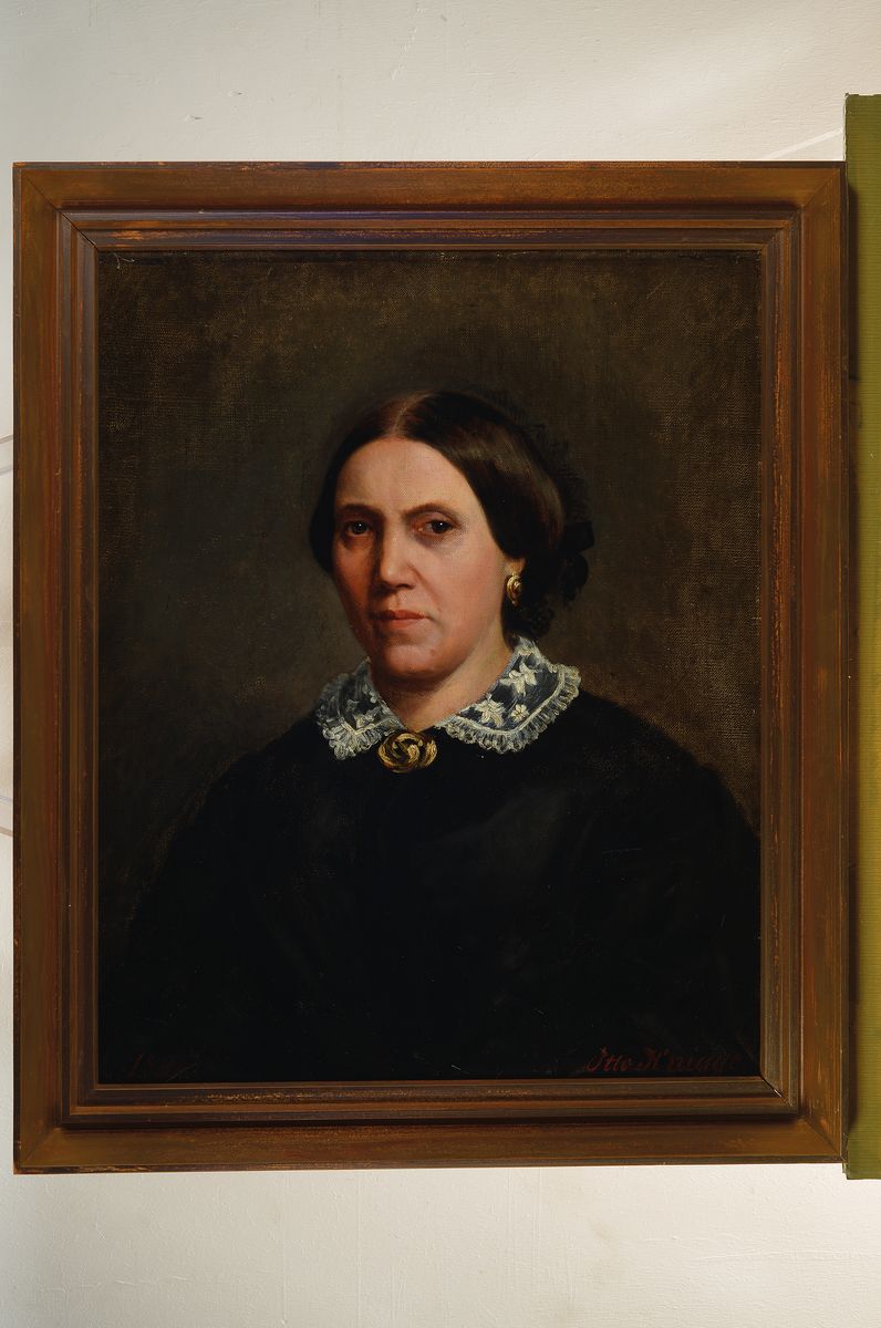 Detail l: Albert Otto Knigge, 1835-1883, zwei Portraits eines Ehepaares, Öl/Platte, rechts unten signiert, rückseitig betitelt Apotheker in Tegenhof, jeweils ...