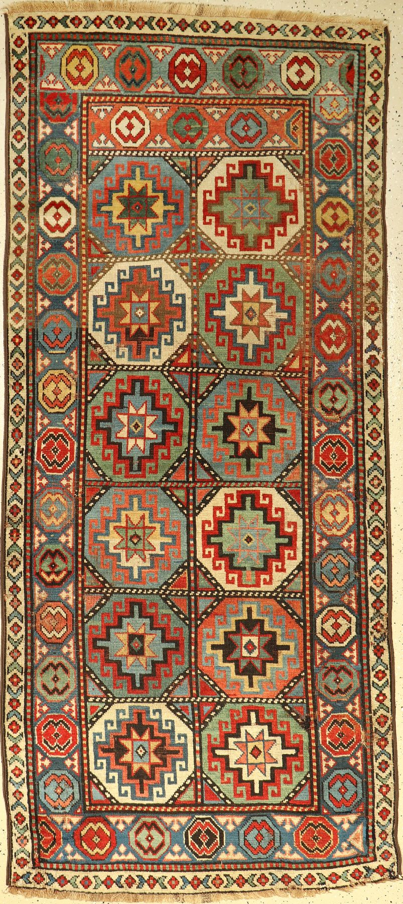 Gendje antik, Kaukasus, Ende 19.Jhd., Wolleauf Wolle, ca. 251 x 108 cm, Memling-Güls, EHZ: 3-4