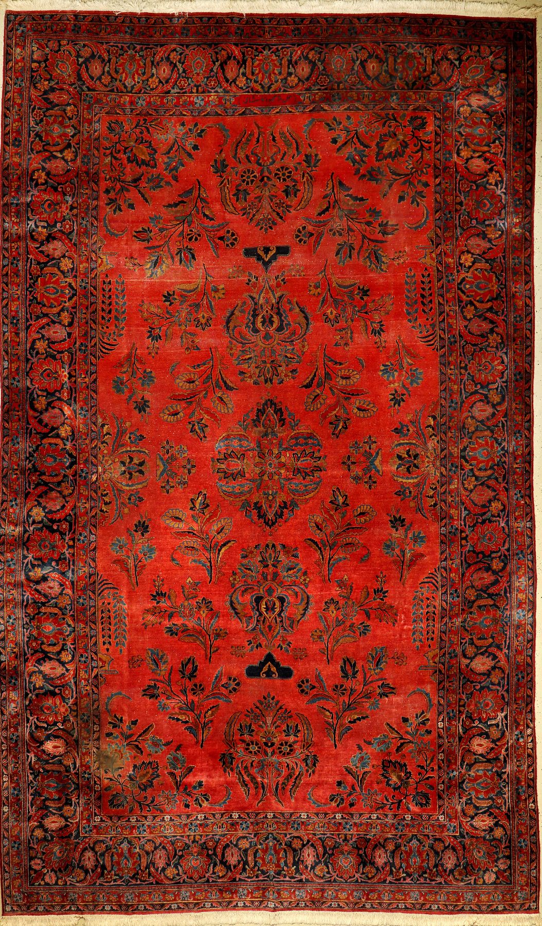 Manchester Mahajar antik, India, um 1900, Korkwolle, ca. 455 x 265 cm, EHZ: 4