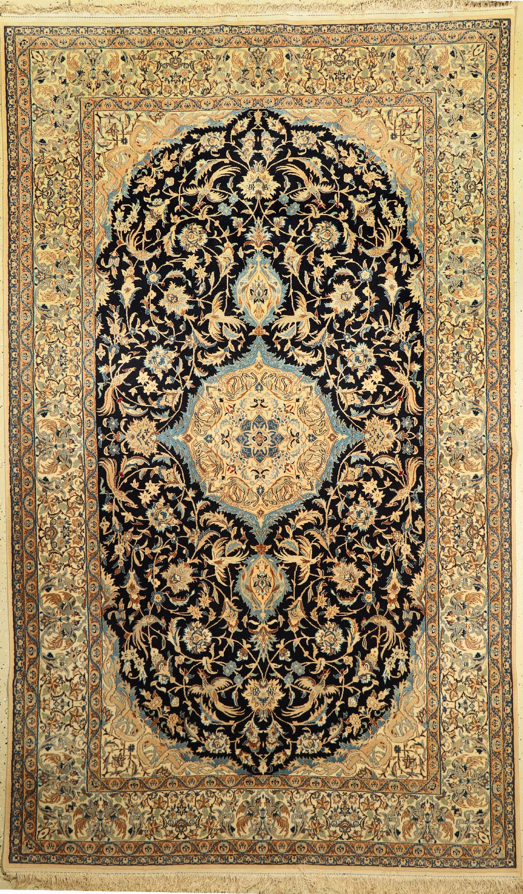 Nain fein (9 la), Persien, ca. 50 Jahre, Korkwolle mit Seide, ca. 293 x 175 cm, EHZ: 2