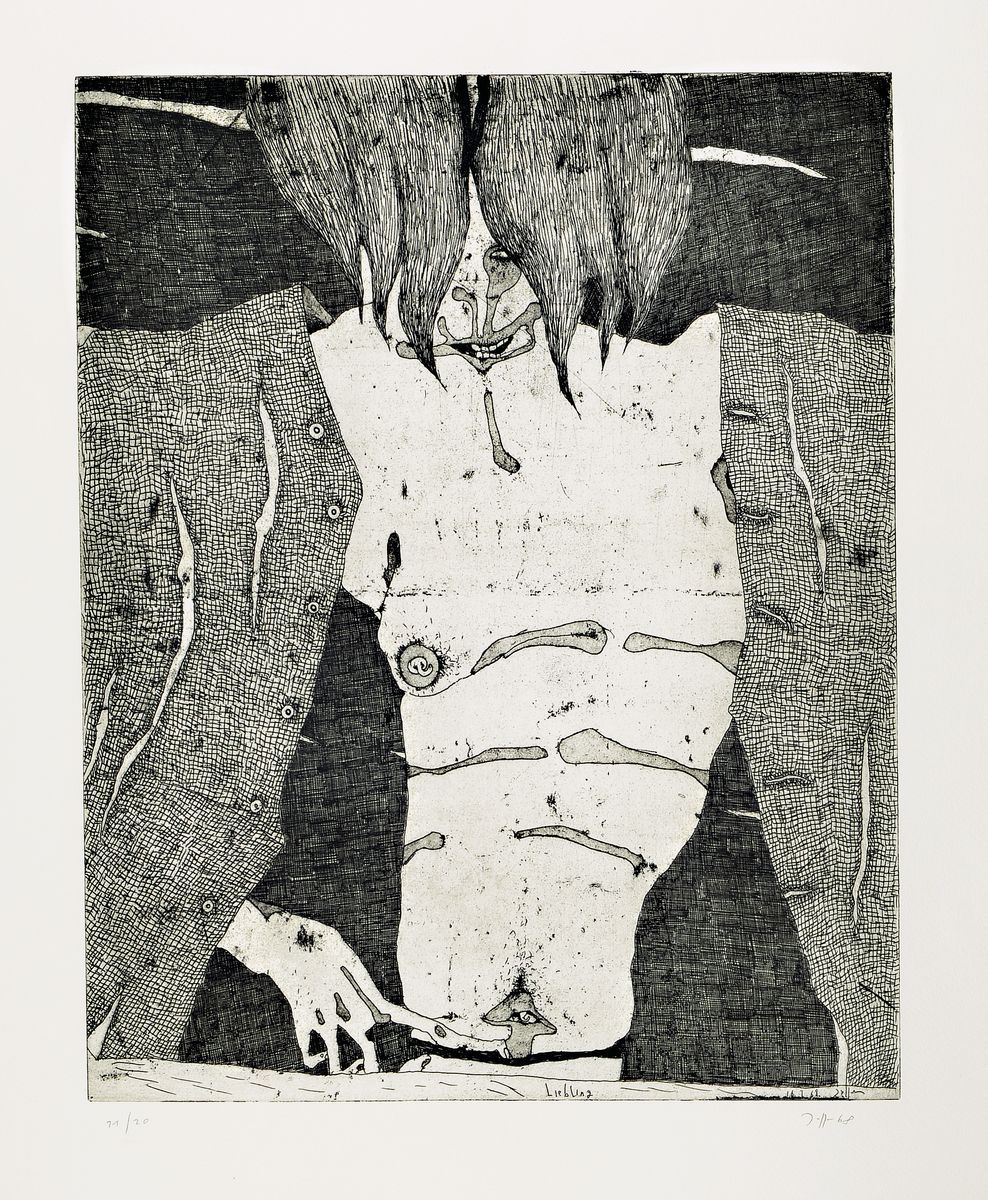Horst Janssen, 1929-1995, Liebling, RAdierung von 1968, signiert und dat., num. 11/20, ca. 49x39cm, Blattgr. ca. 75x54cm, u.Gl., R. ca. 85x63cm