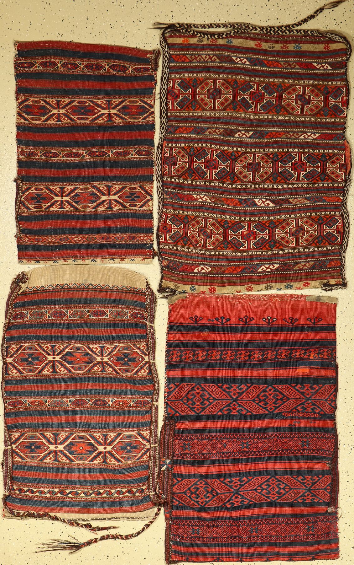 Konvulut 4x Bergama Taschen, Türkei um 1920-1940, Wolle auf Wolle EHZ:3