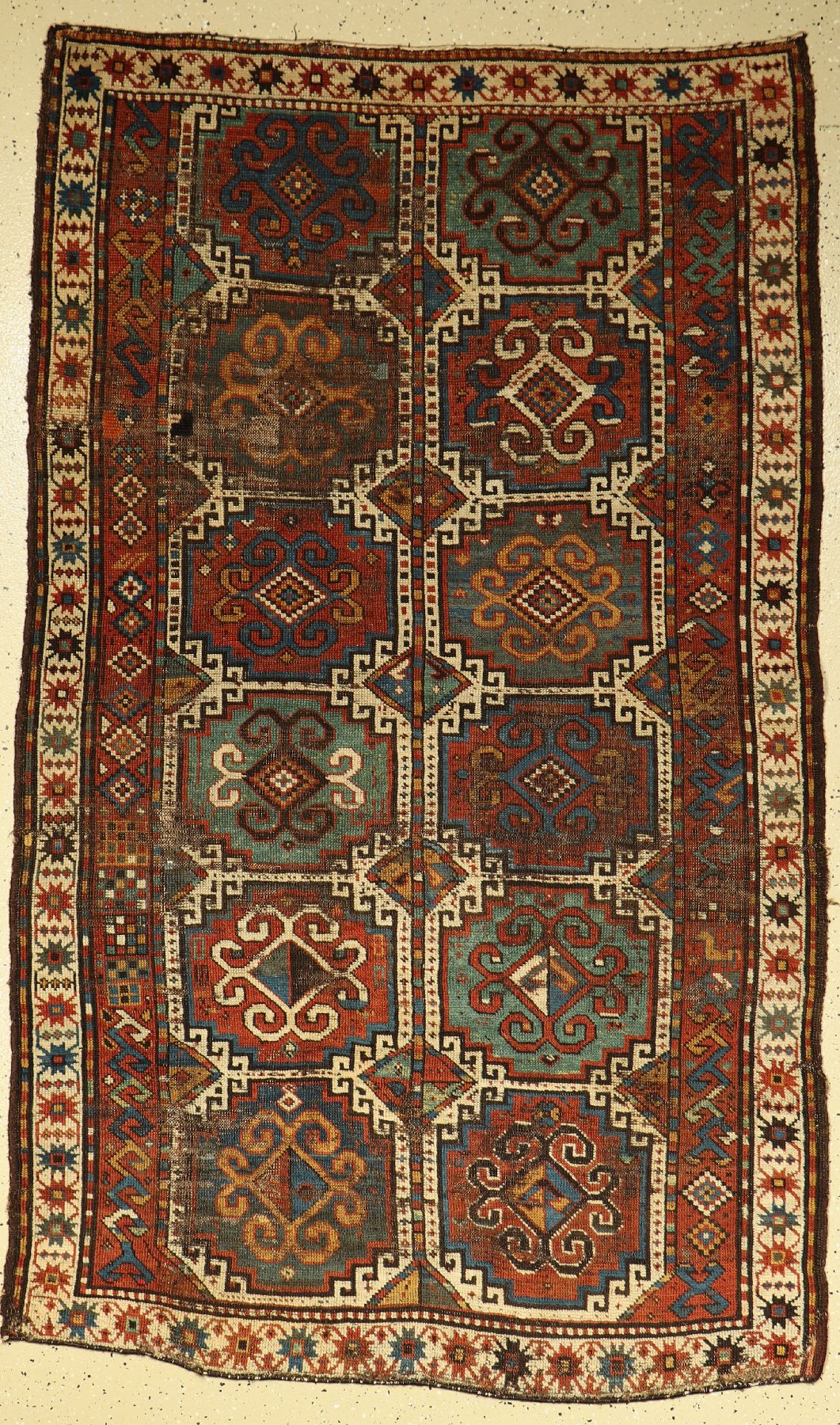 Karabagh Memling Göl, Kaukasus, ende 19. Jhd, Wolle auf Wolle, ca. 210 x 127 cm, EHZ: 5