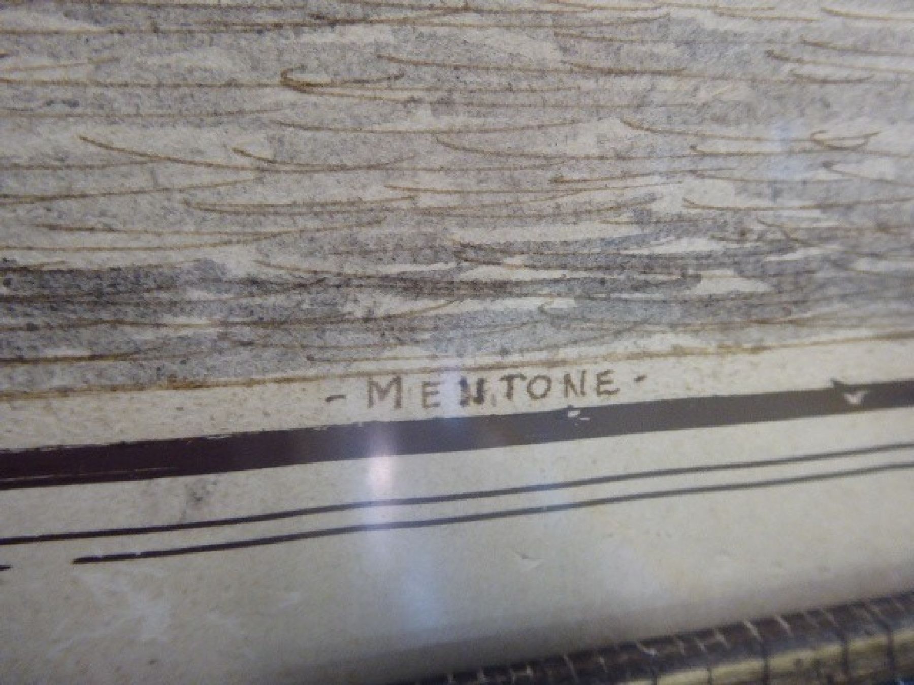 Detail f: Unbekannter Künstler, 2. Hälfte, 18. Jh., Küste von Mentone, altersbedingt beschädigt, ca. 20 x 85 cm, unter Glas, Rahmen: ca. 25 x 90 cm
