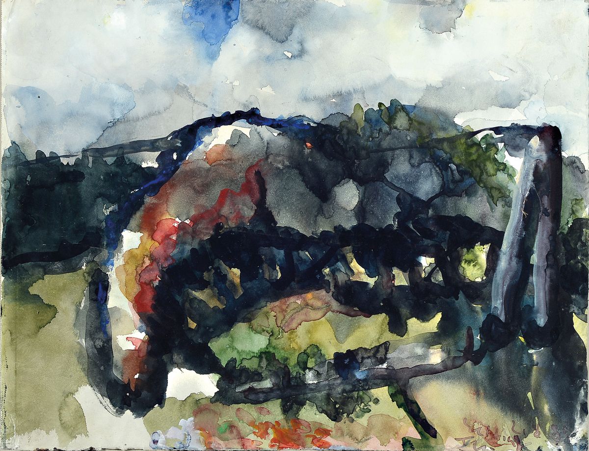Klaus Fussmann, geb. 1938, Aquarell auf dickem Hahnemühle Büttenpapier, signiert, dat. 1989, ca. 41.5 x 54 cm, Rahmen ca. 55.5 x 68 cm, unter Glas