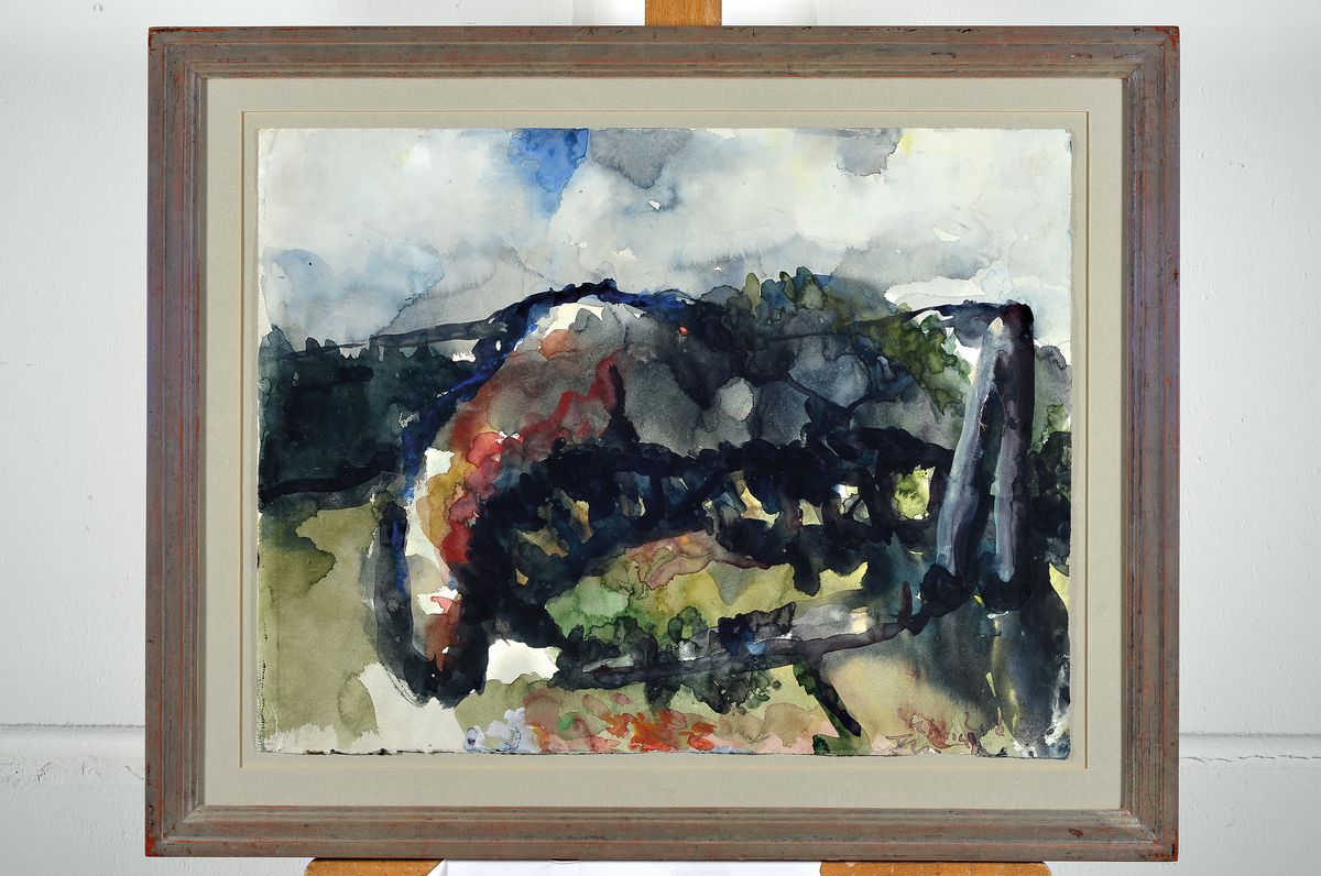 Detail k: Klaus Fussmann, geb. 1938, Aquarell auf dickem Hahnemühle Büttenpapier, signiert, dat. 1989, ca. 41.5 x 54 cm, Rahmen ca. 55.5 x 68 cm, unter Glas