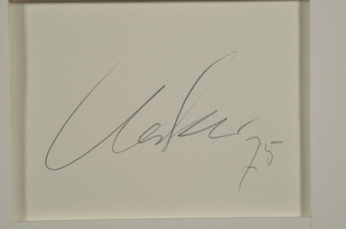 Detail a: Günther Uecker, geb. 1938, Präge-druck Nägel,handsigniert, rückseitig und dat- 75, ca. 32 x 23 cm, unter Glas, Rahmen: 55 x 45.2 cm