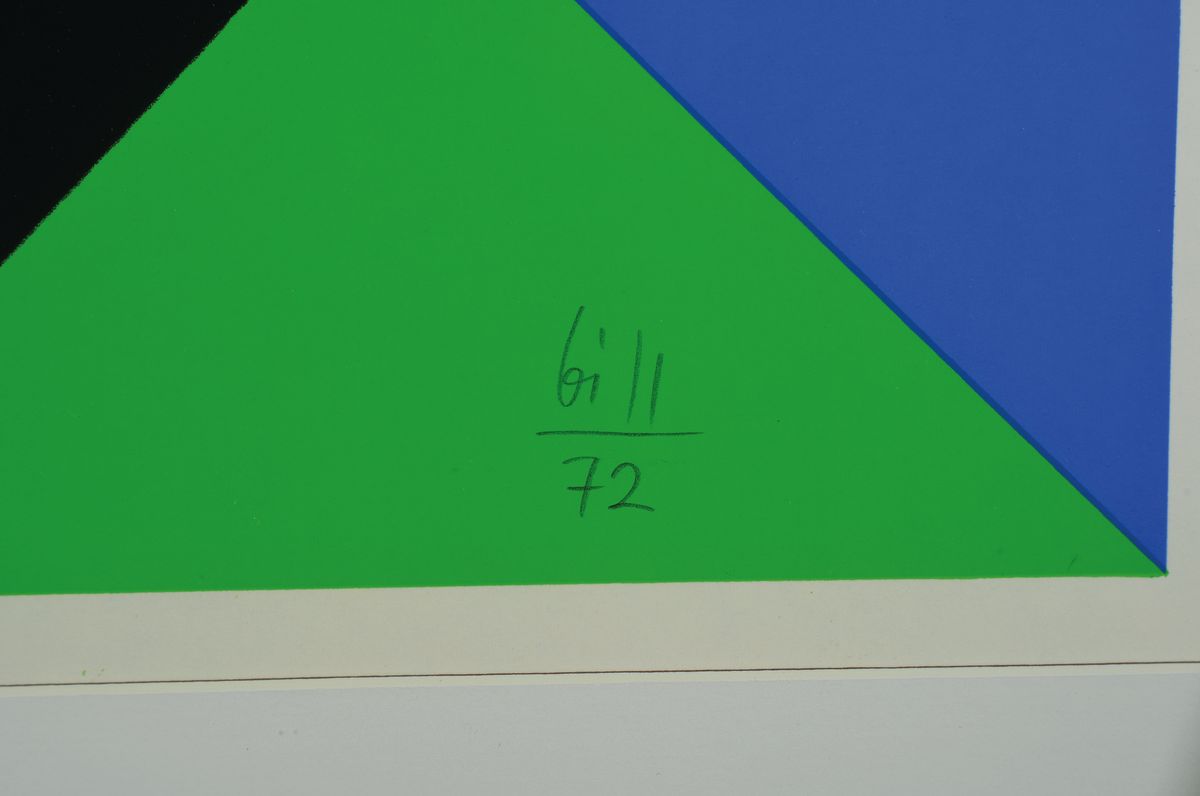 Detail a: Max Bill, 1908-1994, Farbsiebdruck, handsigniert, dat. 72, ca. 60x60cm, PP, u.Gl.,R.