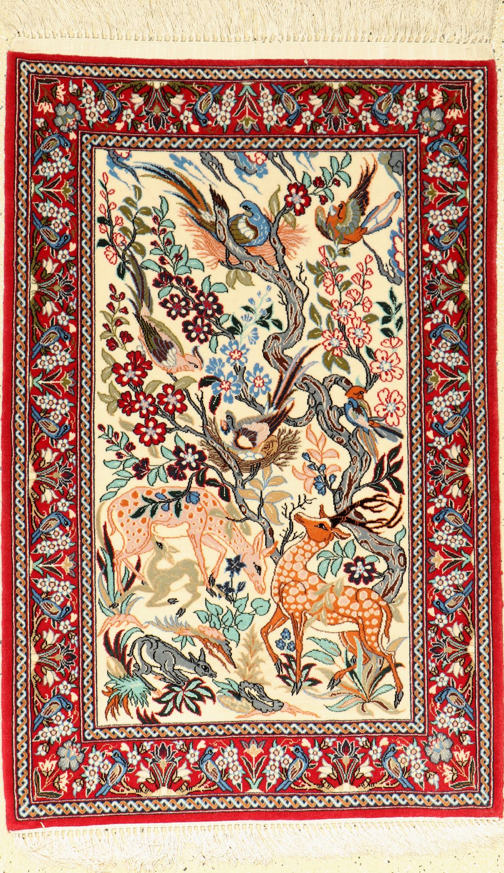 Feiner Esfahan, Persien, ca. 30 Jahre, Korkwolle mit und auf Seide, ca. 109 x 71 cm, EHZ: 2