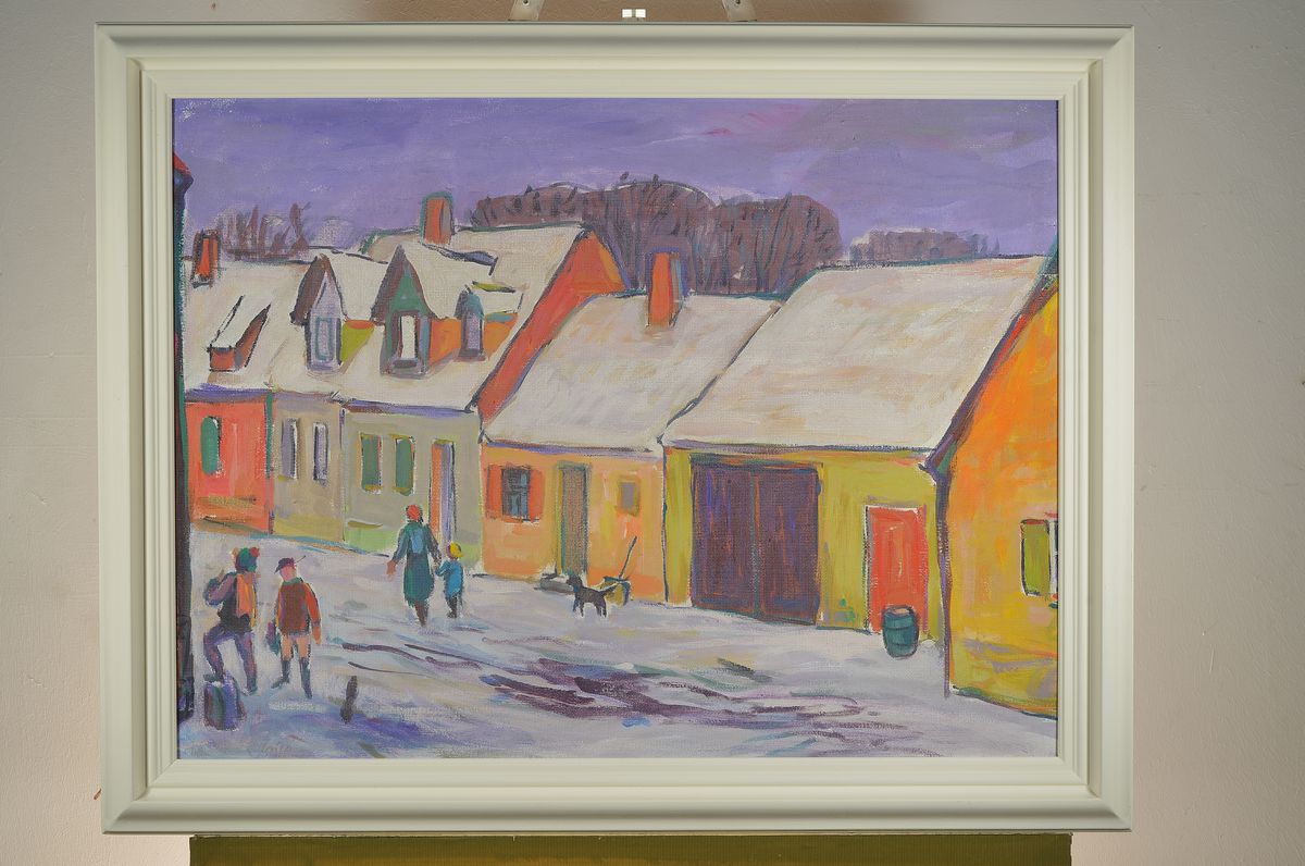 Detail k: Friedrich Jossé, 1897 Wolfstein-1996 Speyer,Der St. Klara Klosterweg in Speyer im Winter, Öl/Hartfaser, links unten schwer lesbar signiert, ca. ...