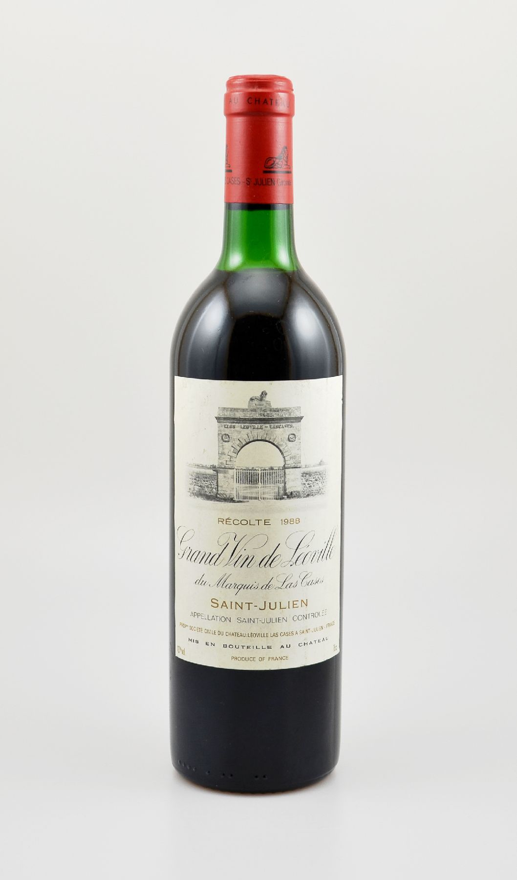 1 Flasche 1988 Chateau Leoville-Las Cases, Saint-Julien, ca. 75 cl, 13 % Vol., Füllstand: ca. top shoulder, Etikett min. beschmutzt, unverkostet, ...