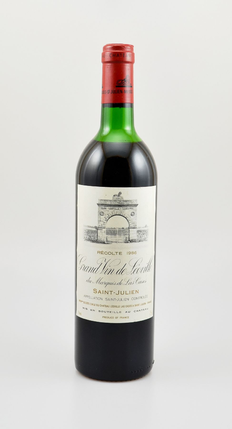 1 Flasche 1986 Chateau Leoville-Las Cases, Saint-Julien, ca. 75 cl, 13 % Vol., Füllstand: ca. upper mid shoulder, sehr guter Erhaltungszustand, 98 ...