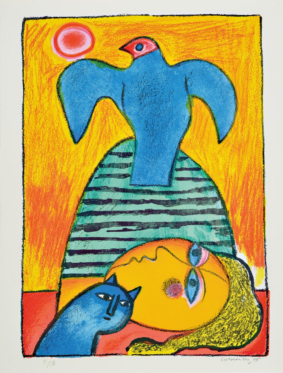 Detail a: Corneille, 1922-2010, drei Farblithographien, alle handsigniert, alle bez. e.a., Blattgr. ca. 40x30cm, 43x35cm, 50x40cm
