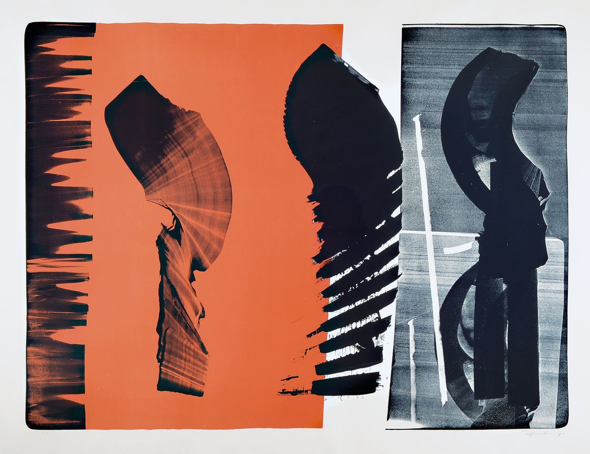 Hans Hartung 1904 Leipzig-1989 Antibes, L-14B-1974, Farblithographie, handsigniert, betitelt, bez. H.C., ca. 74x85cm, PP, u.Gl., R. ca. 95x116cm