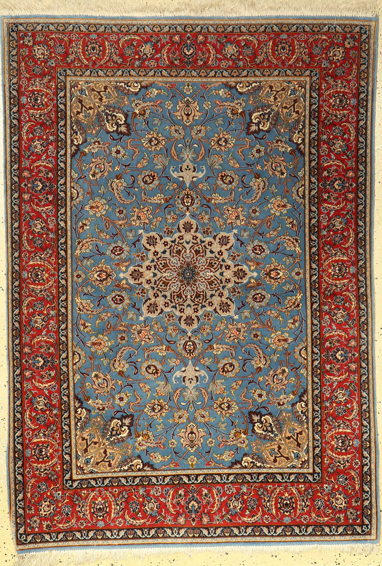 Esfahan fein, Persien, ca. 50 Jahre, Korkwolle mit und auf Seide, ca. 159 x 111 cm,EHZ: 2