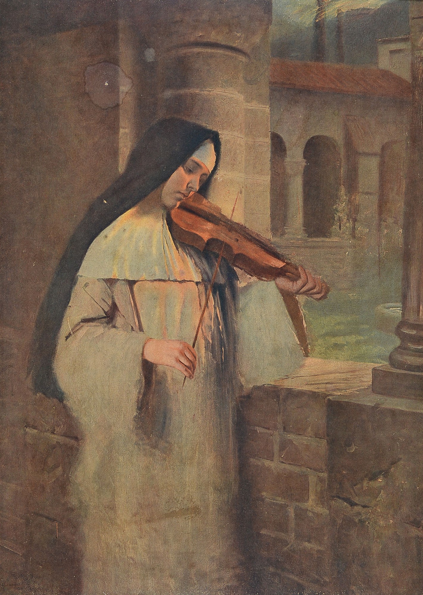 Thure Nikolaus Cederström, 1843-1924, 2 Porträts: Mönch am Fenster, Nonne beim Geigenspiel, beide Öl/Lwd, signiert und bez.: München, je ca. ...