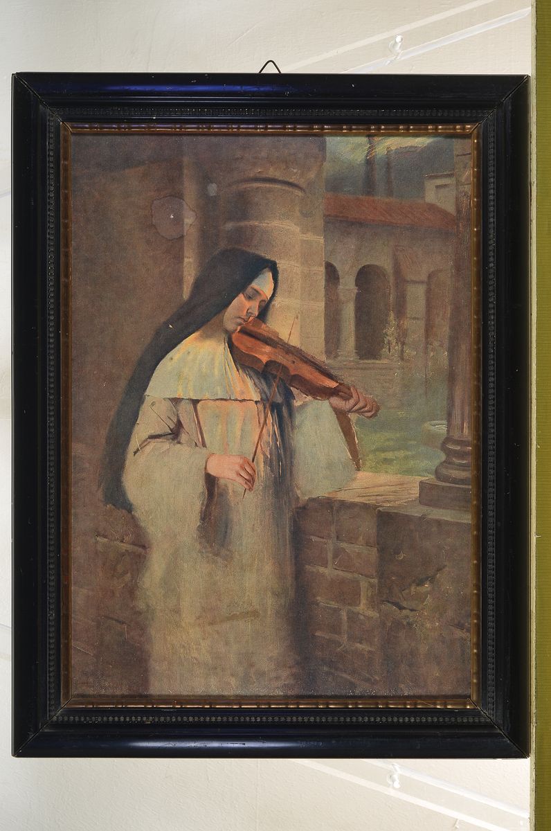 Detail k: Thure Nikolaus Cederström, 1843-1924, 2 Porträts: Mönch am Fenster, Nonne beim Geigenspiel, beide Öl/Lwd, signiert und bez.: München, je ca. ...