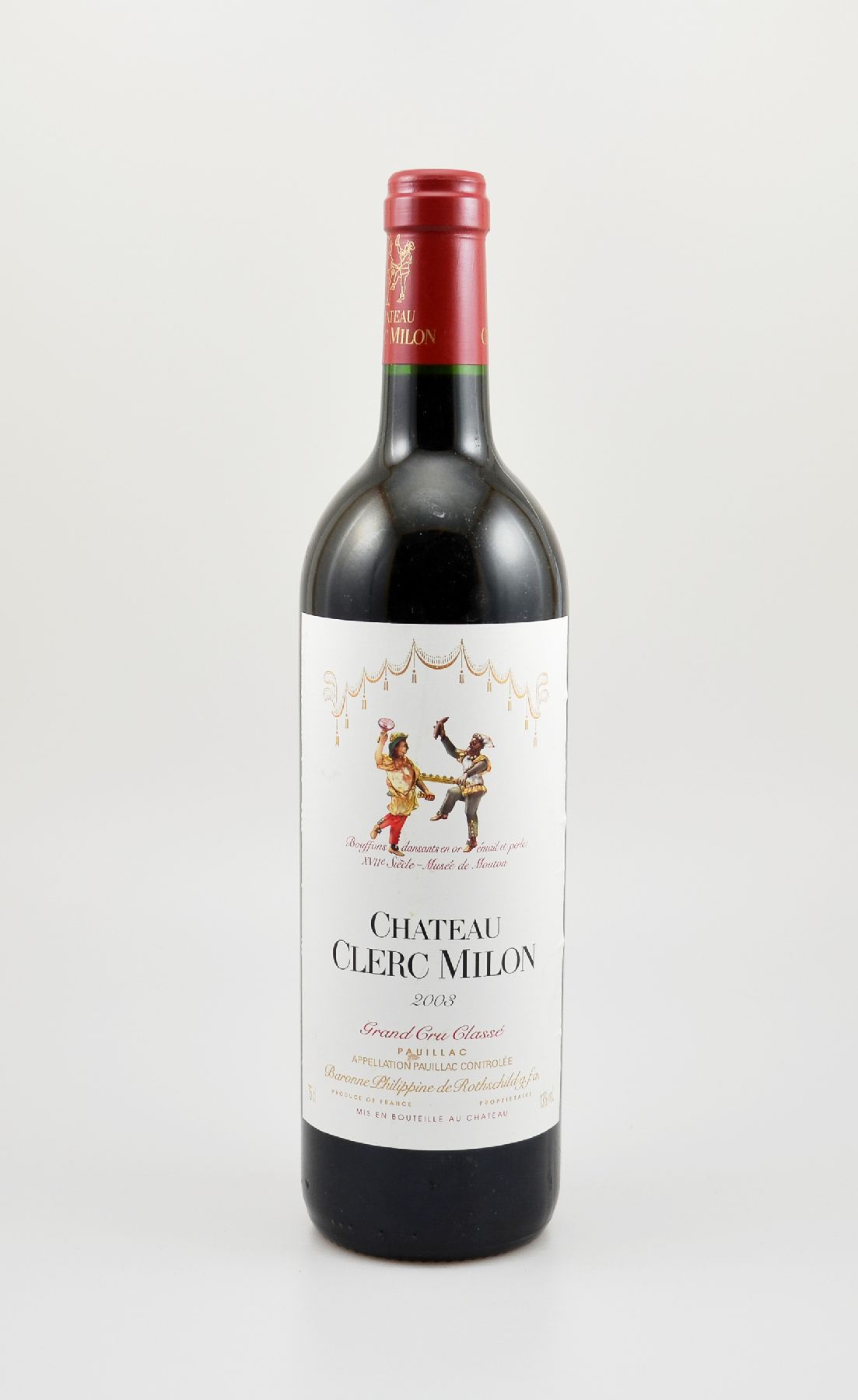 1 Flasche 2003 Chateau Clerc Milon, Pauillac, Grand Cru Classe, ca. 75 cl, 13 % Vol., Füllstand: ca. into neck, guter Erhaltungszustand, ...