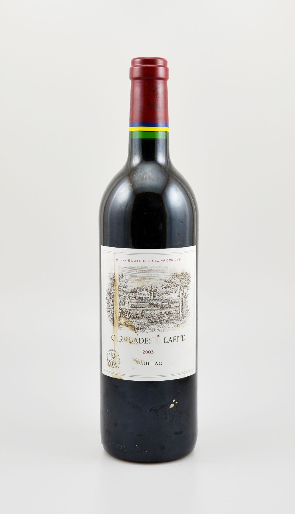 1 Flasche 2003 Carruades de Lafite, Pauillac, 2. Wein von Chateau Lafite Rothschild, ca. 75 cl, 12,5 % Vol., Füllstand: ca. into neck, Etikett ...