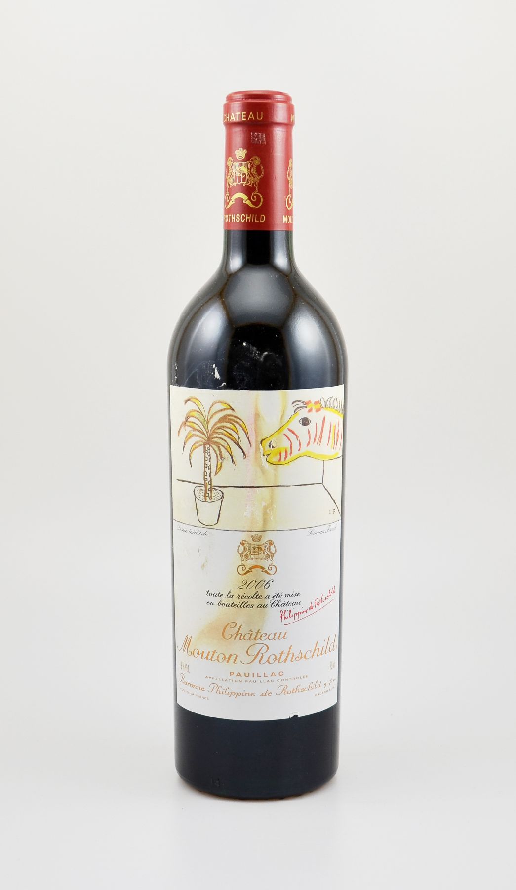 1 Flasche 2006 Chateau Mouton Rothschild, Pauillac, Premier Grand Cru Classe, 75 cl, 13 % Vol., Füllstand: ca. high fill, Etikett beschmutzt, ...