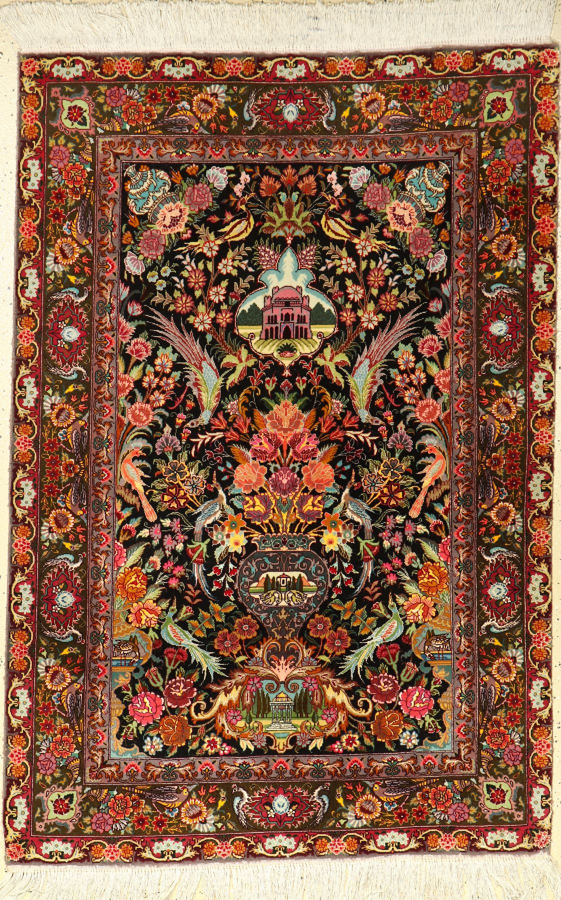 Täbriz fein, Persien, ca. 40 Jahre, Korkwolle mit Seide, ca. 147 x 99 cm, EHZ: 2-3