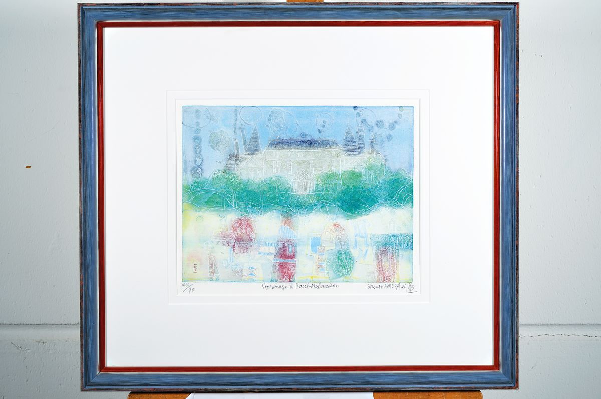 Detail k: Shoichi Hasegawa, geb. 1929, Hommage a Rueil-Malmaison, Farbradierung, handsigniert, betitelt, num. 44/90, ca. 24x32cm, PP, u. Gl., R. ca. 54x61cm