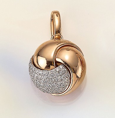 18 kt Gold LEO WITTWER Anhänger mit Brillanten RoseG/WG 750/000, Knotenform, in WG gefasste Brillanten zus. ca. 1.22 ct Weiß/si, ca. 15.4 g