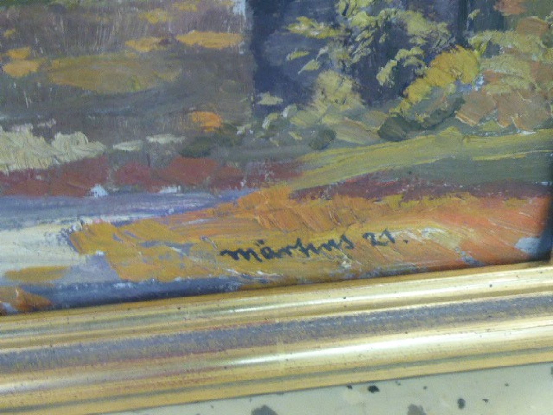 Detail d: Max Maertens, 1887 Braunschweig-1970 Gstadt am Chiemsee, "Spätsommer im Englischen Garten", Öl/Lwd, restauriert, rechts unten signiert u. ...