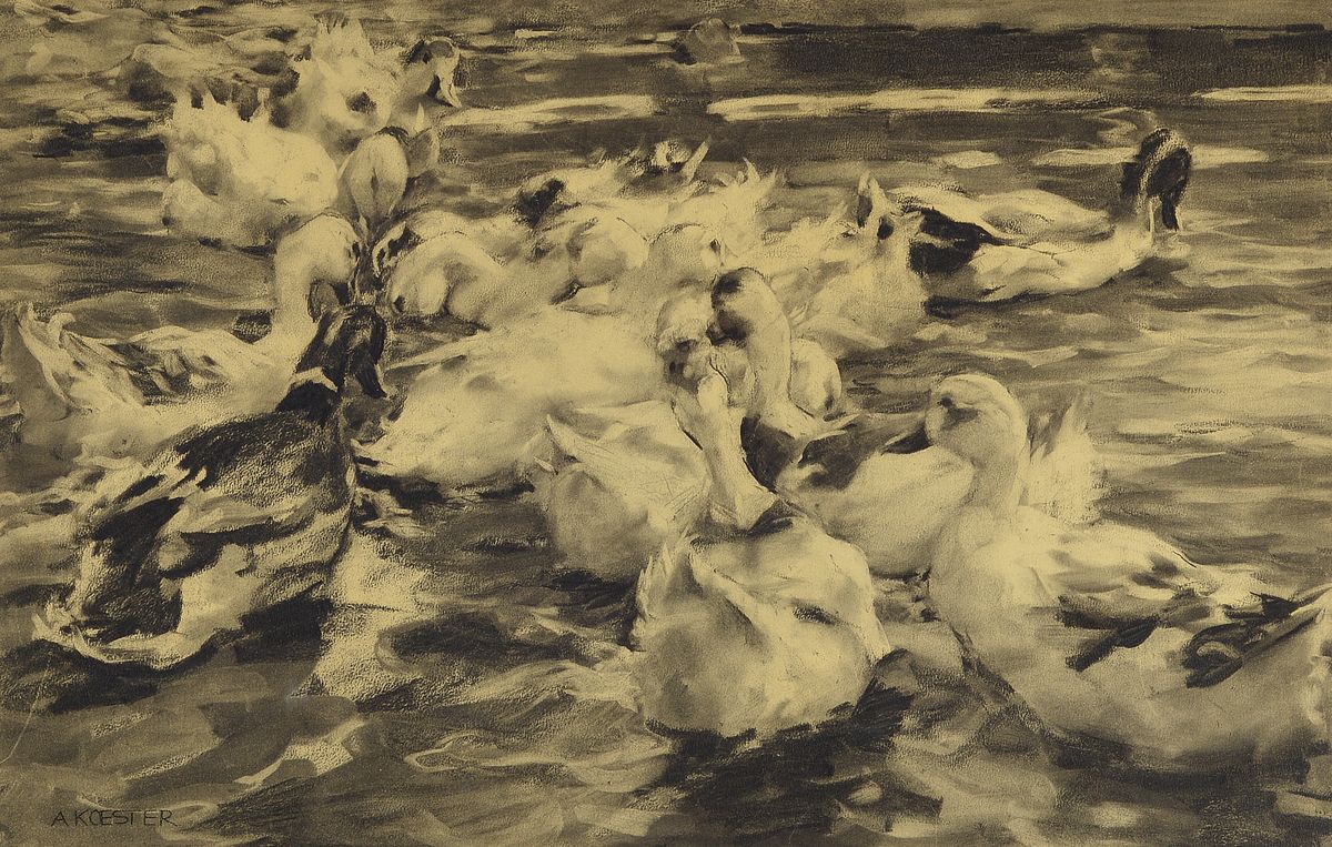 Zuschreibung: Alexander Koester, 1864 Bergneustadt - 1932 München, Studium an der Karlsruher Akademie, bei K. Hoff und Kalckreuth, berühmter Tier- ...