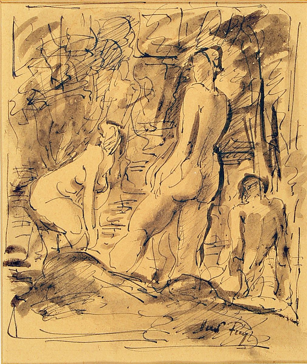 Hans Fay 1888-1957, Aquarell auf Papier, sign., unter Glas gerahmt, gesamt ca. 53x43 cm