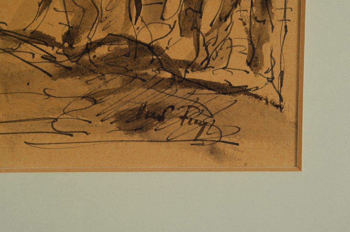 Detail a: Hans Fay 1888-1957, Aquarell auf Papier, sign., unter Glas gerahmt, gesamt ca. 53x43 cm