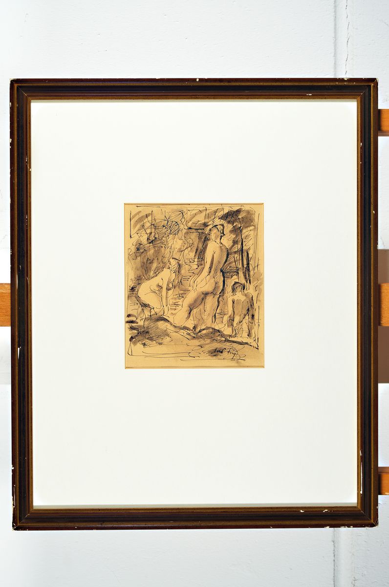 Detail k: Hans Fay 1888-1957, Aquarell auf Papier, sign., unter Glas gerahmt, gesamt ca. 53x43 cm