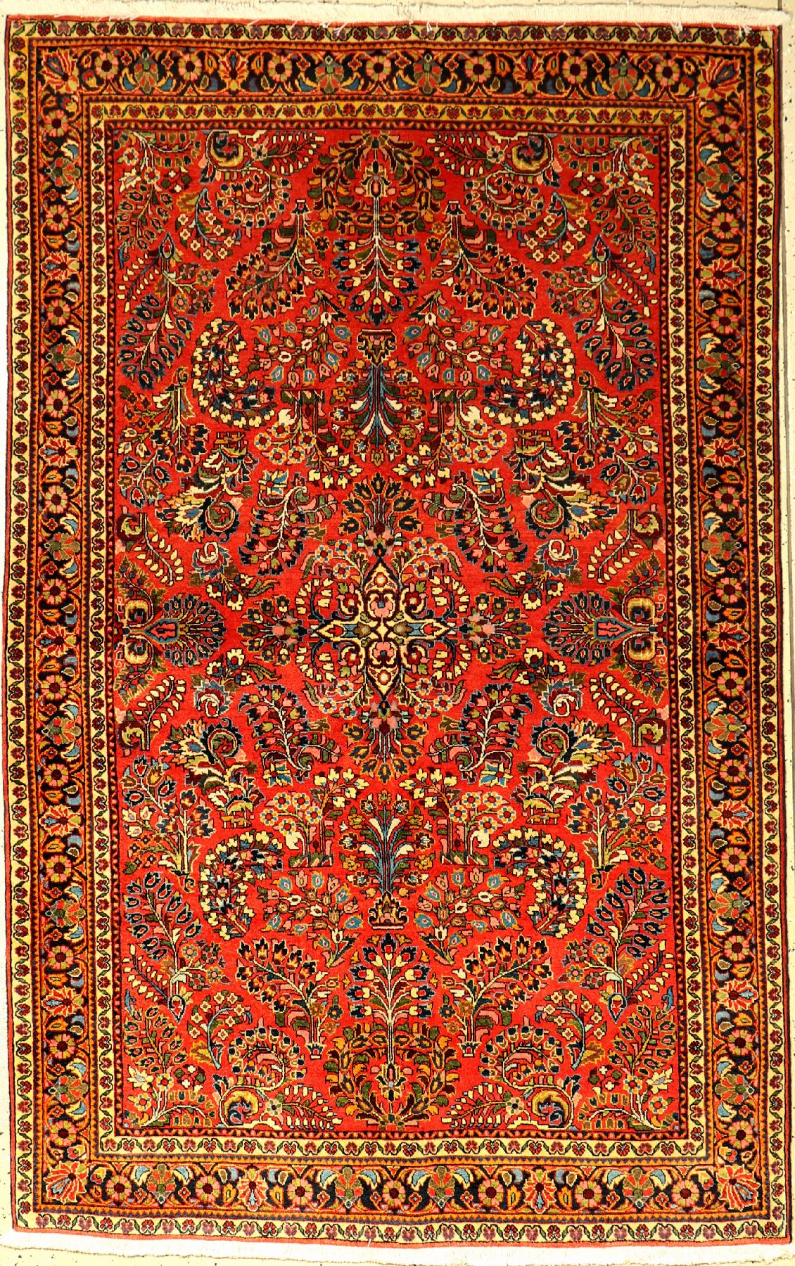 Feiner Sarogh alt, Persien, um 1940/1950, Korkwolle, ca. 205 x 130 cm, Hochwertig, EHZ: 2, (fachkundig gereinigt)