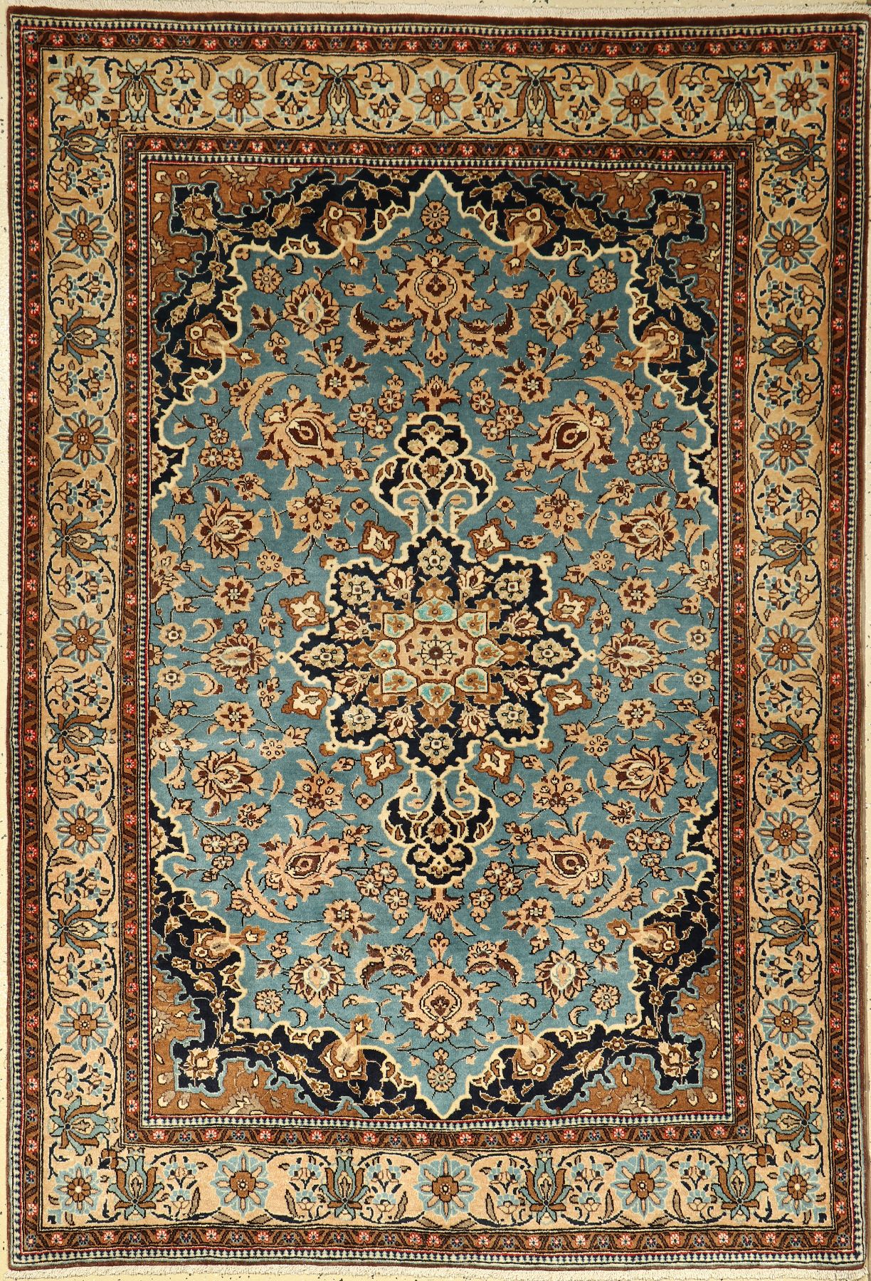 Feiner Ghom Kork alt, Persien, ca. 40 Jahre, Korkwolle mit Seide, ca. 205 x 142 cm, EHZ: 2, (fachkundig gereinigt)