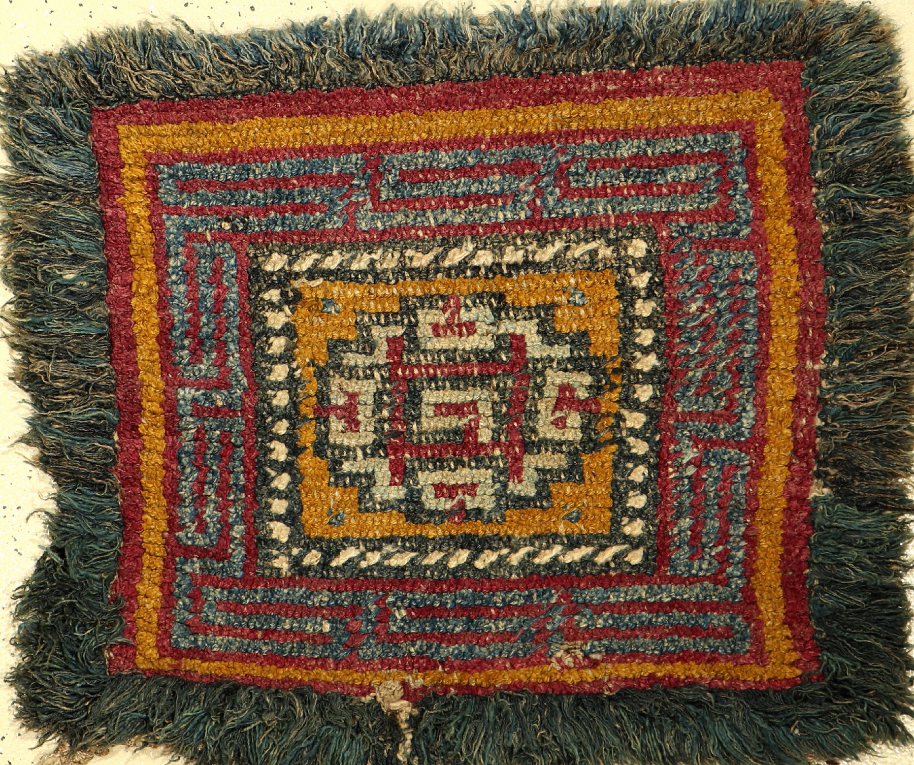 Wangden Drumtze antik, Tibet, um 1890, Wolle auf Wolle, ca. 87 x 70 cm, aus der Sammlung Koos de Jong, EHZ: 3-4.