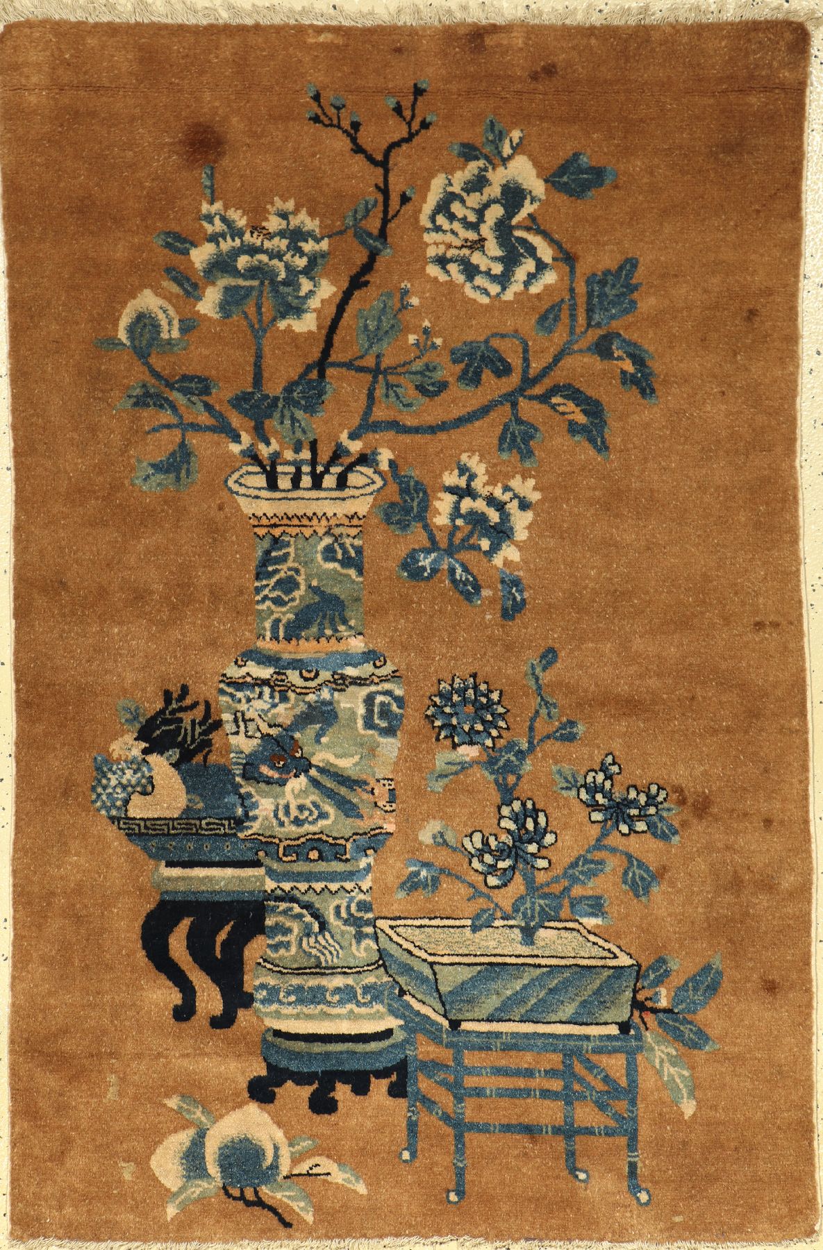 Feiner Peking antik, China, 19.Jhd., Wolle auf Baumwolle, ca. 136 x 89 cm, Dekorativ, selten, EHZ: 2-3