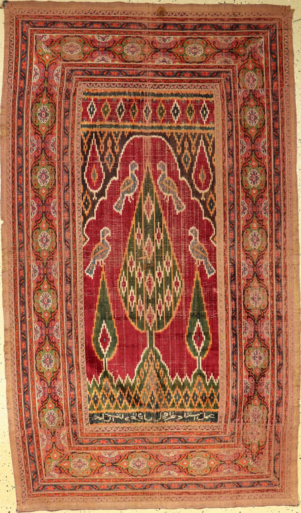 Yazd "Samt-Textil" antik, Persien, um 1890,Samt, ca. 188 x 112 cm, Zypresse, EHZ: 4-5